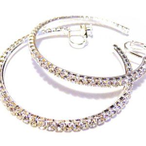 COPY - Clip-on Hoop Earrings Divas Diggables 2 inch Crystal Clip Earrings Non P…